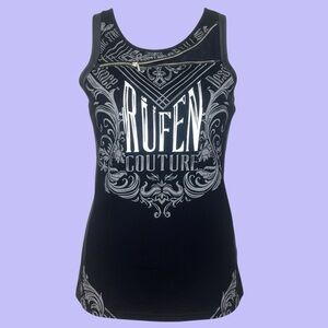 Rufen Couture Grunge Y2K Black Zipper & Vegan Leather Tank